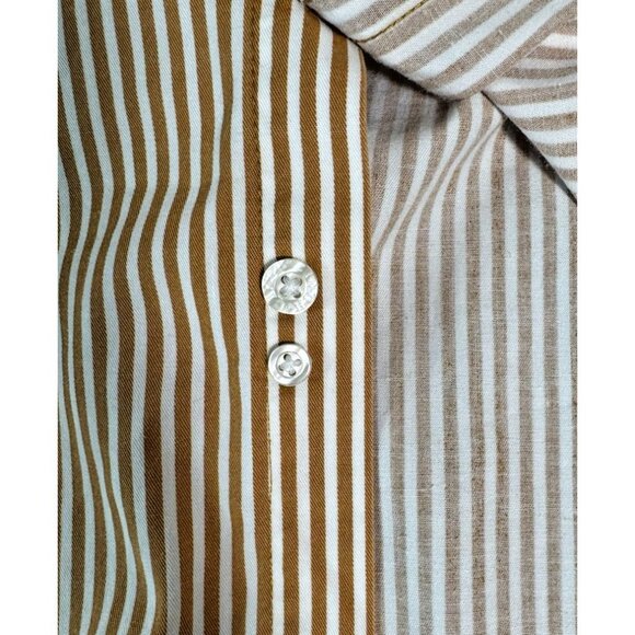 Cinch striped long sleeve button down shirt Mens Large gold & white - Picture 4 of 9